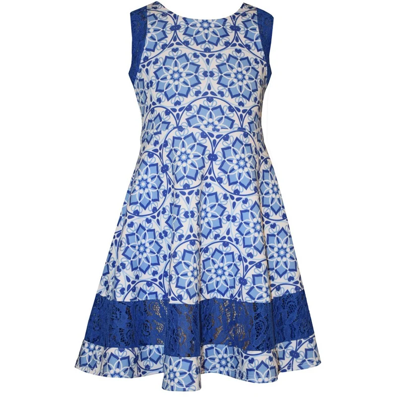Bonnie Jean Tween Girls Coastal Blue Print Sundress