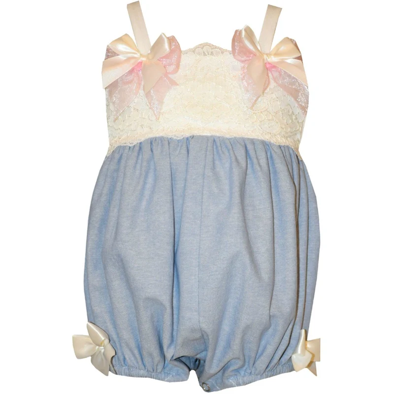 Bonnie Jean Newborn Baby Chambray Bow Bubble