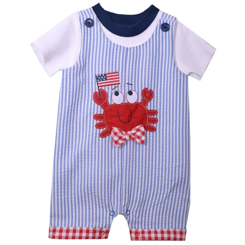 Bonnie Jean Boys Patriotic Crab Shortall and Tee Set