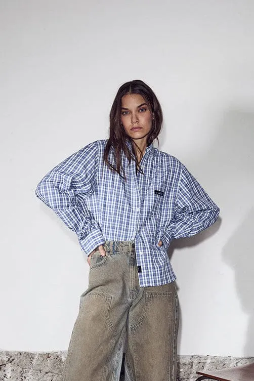 Haute L'Amitié - Button Down Mini Check Shirt HL10719 - Off-White/ Pale Blue