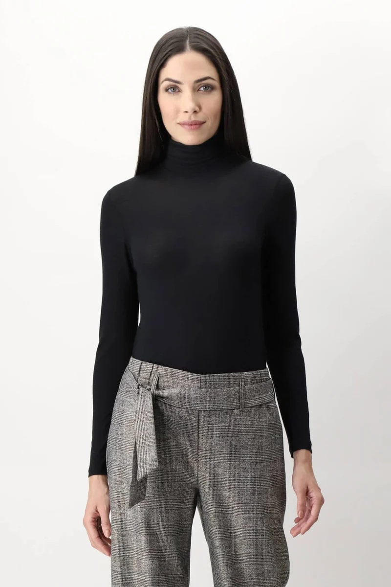 Oroblu - Oroblu Perfect Line Cashmere Turtleneck Top Vobt67057 - Black