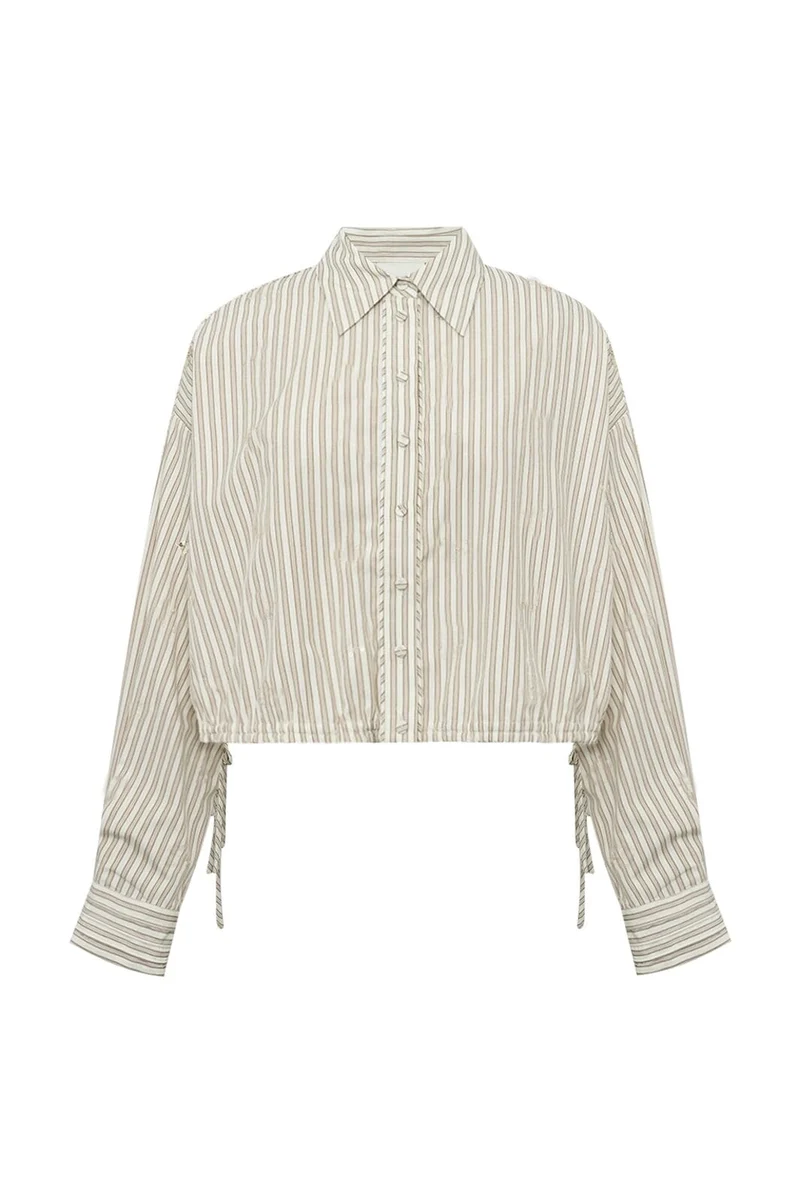 Gossia - Gemmago Jo Shirt G3025 - Creme Brown Stripes