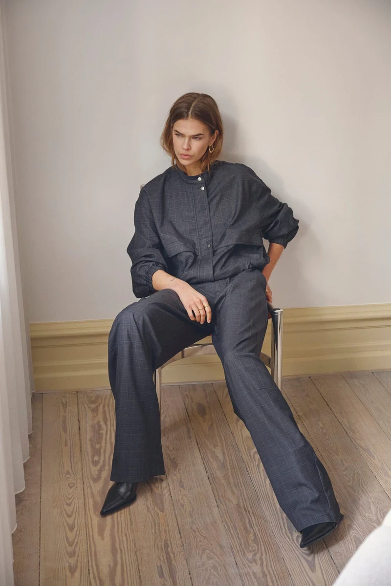 Co´Couture - Eloracc Check Barrel Pant 500307 - 65002 - Dark Grey