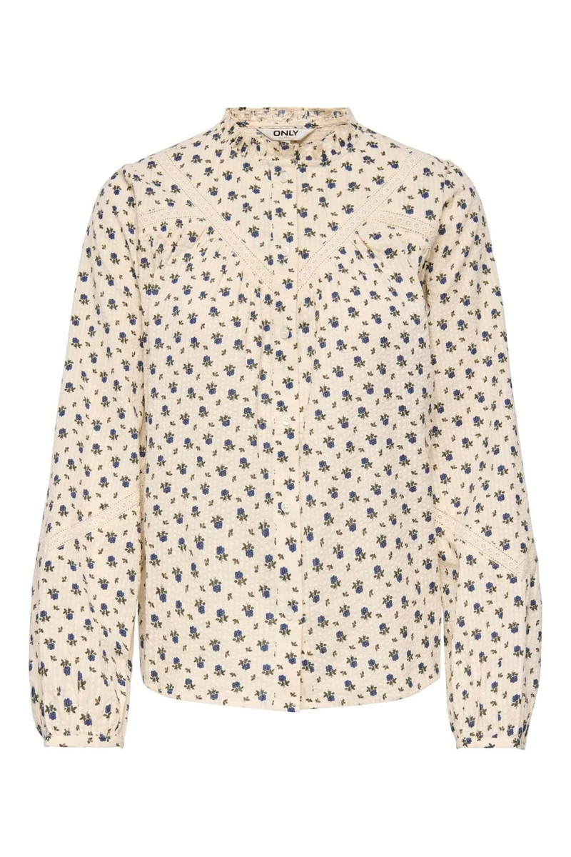 Only - Onllucinda Ls Tape Shirt - 5085607 Birch Blue Floral