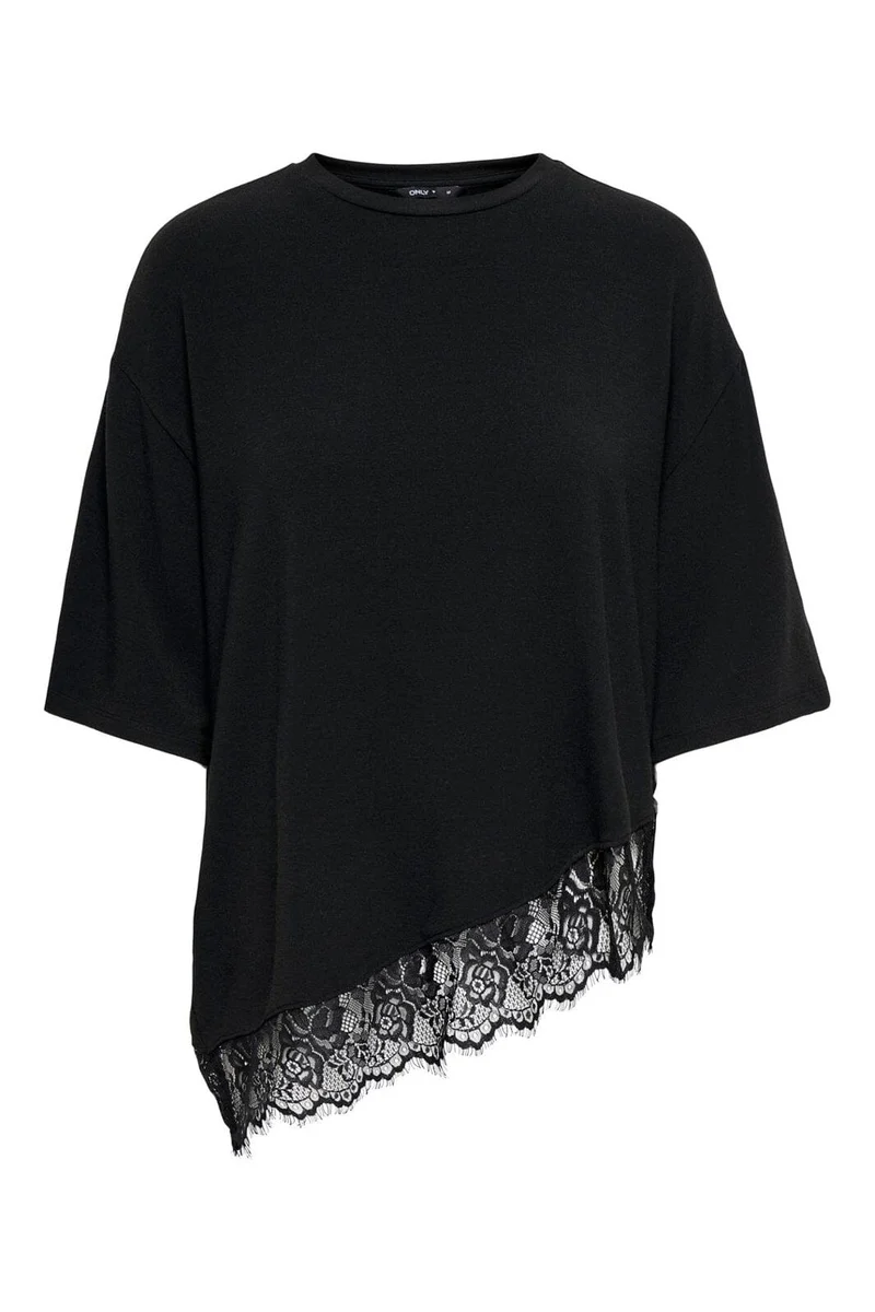 Only - Onlglamour S/S Lace T-Shirt - 5202701 Black Black Lace
