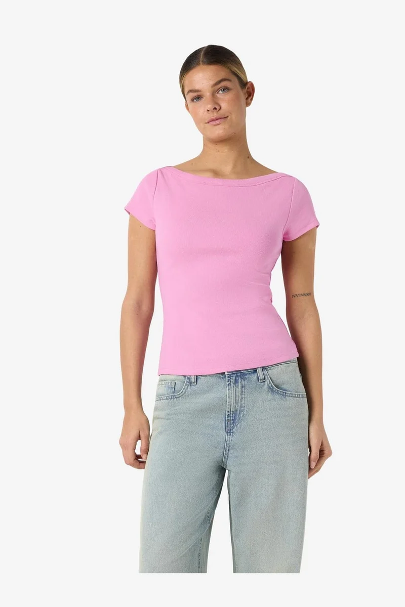 Noisy May - Nmmaya S/S Boatneck Top - 4915908 Begonia Pink