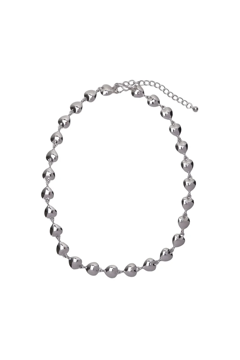 Black Colour - Bcalina Heart Necklace 4436 - Silver Coloured