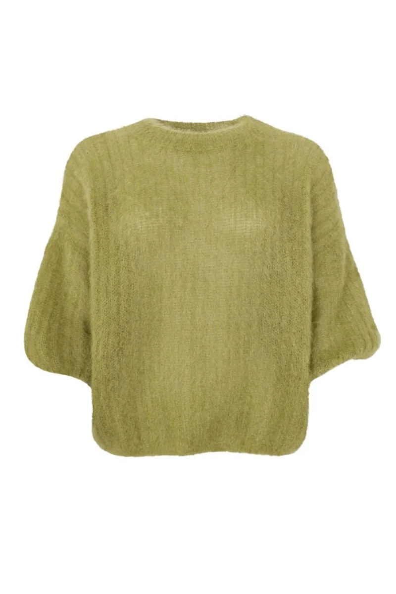 Black Colour - Bcbjoerk S/S Jumper 1260 - Dk. Lime