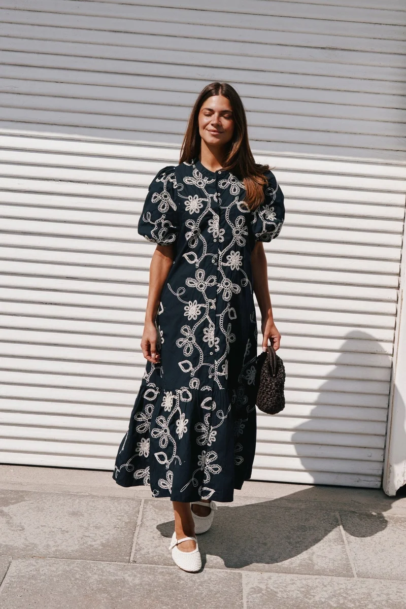 Neo Noir - Veronica Dori Emb Dress 168481 - 100 - Black