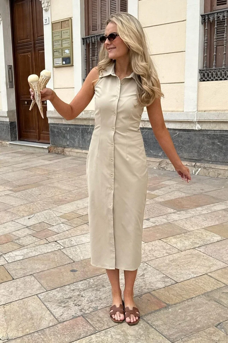 BYIC - Daisyic Long Dress A23797 - Beige