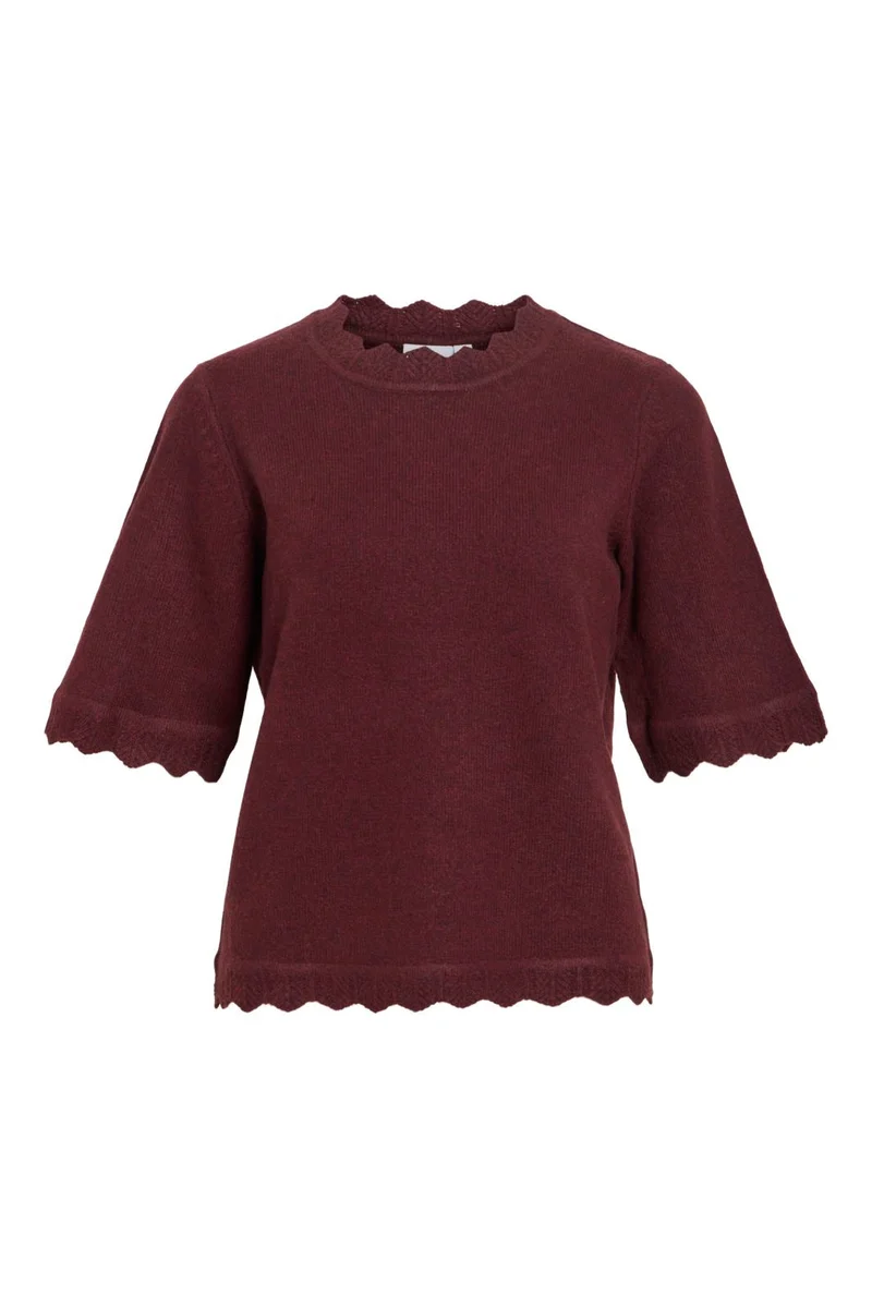 Vila - Vinikolina O-Neck 2/4 Knit Top - 5111519 Port Royale Melange