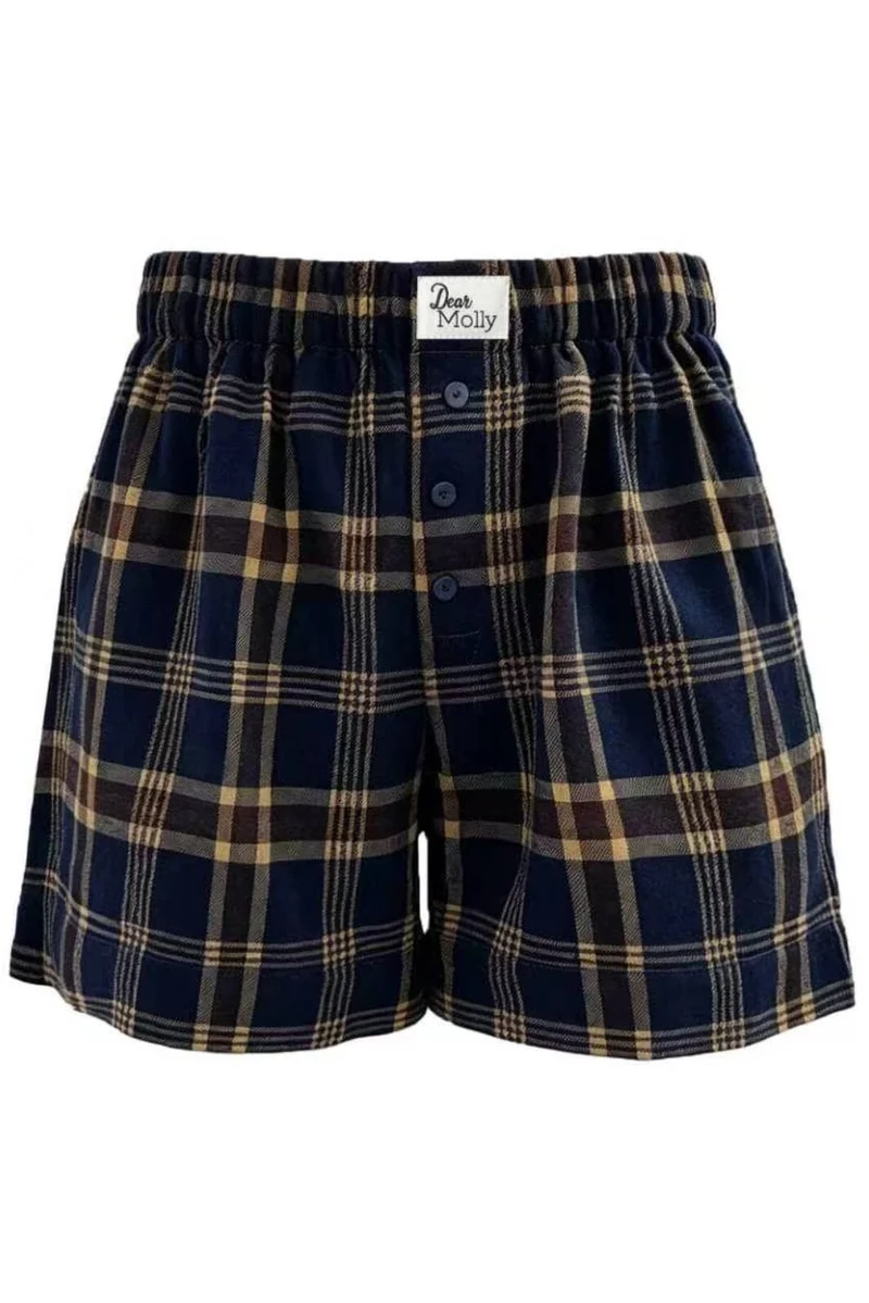 Dear Molly - Grethe Shorts - Brown Blue Checker