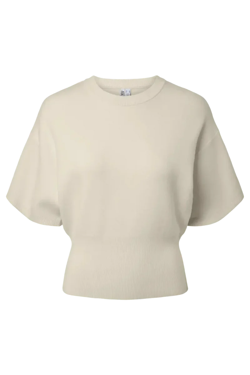 Pieces - Pcjassy Ss O-Neck Waist Knit - 5194313 Birch