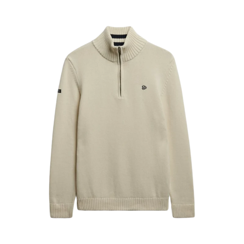 Cotton Half Zip Knit - Cream