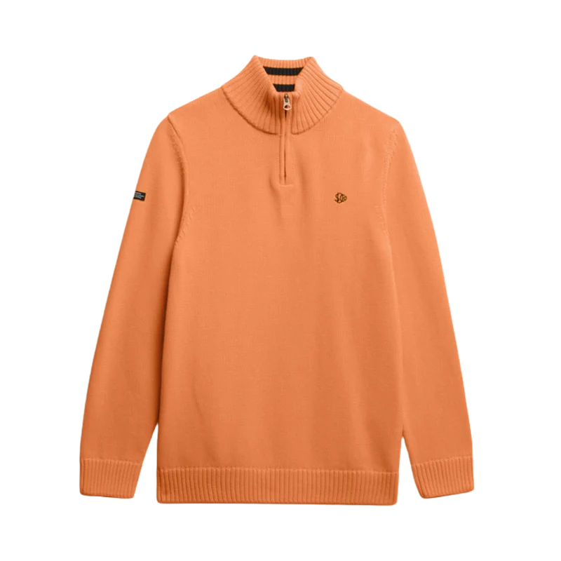 Cotton Half Zip Knit - Washed Tangerine