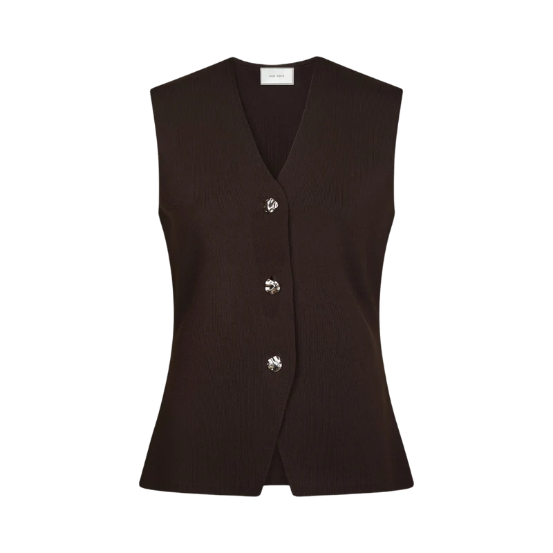Sway Smooth Knit Waistcoat - Dark brown