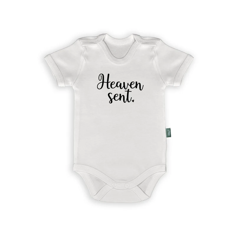 Romper met Tekst "Heaven Sent" – Zachte Babykleding als Lief Cadeau voor Pasgeboren Baby's