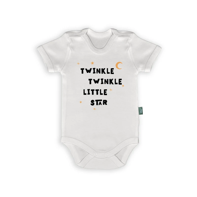 Romper met Tekst – "Twinkle Twinkle Little Star" – Lief en Zacht Babypakje voor Slaperige Sterretjes