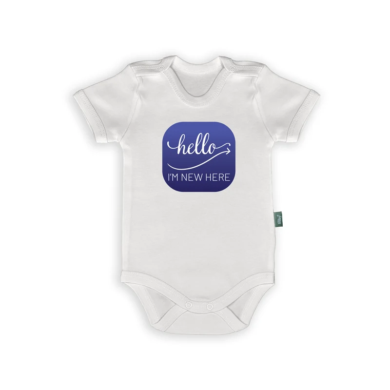 Romper met Tekst – "Hello I'm New Here" – Lief Geboorte Cadeau voor Pasgeboren Baby's
