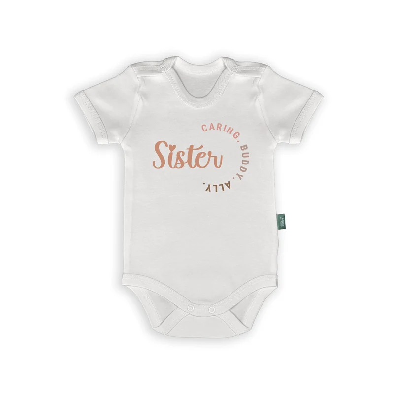 Rompertje met Tekst – “Sister: Caring, Buddy, Ally” – Lief Cadeau voor Grote of Kleine Zusjes