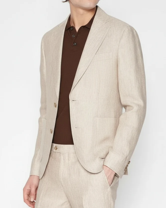 SAND King Linen Blazer - Light Camel