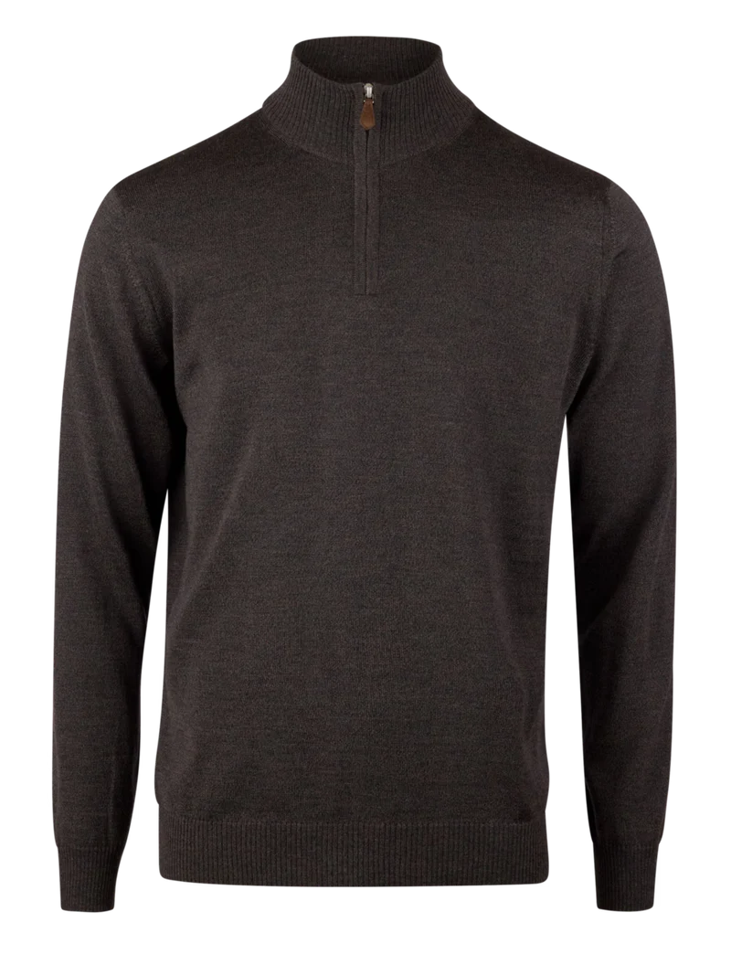STENSTRÖMS Merino Half Zip - Dark Brown
