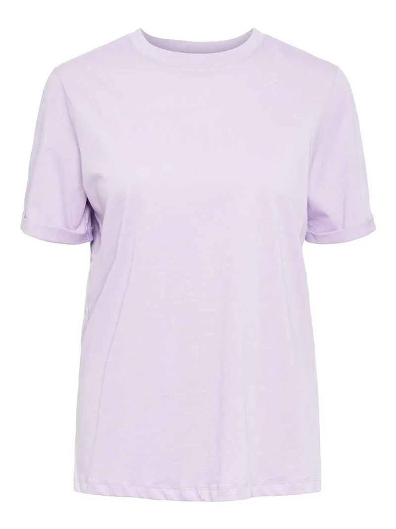Pieces - Pcria Ss Fold Up Solid Tee - Lavendula
