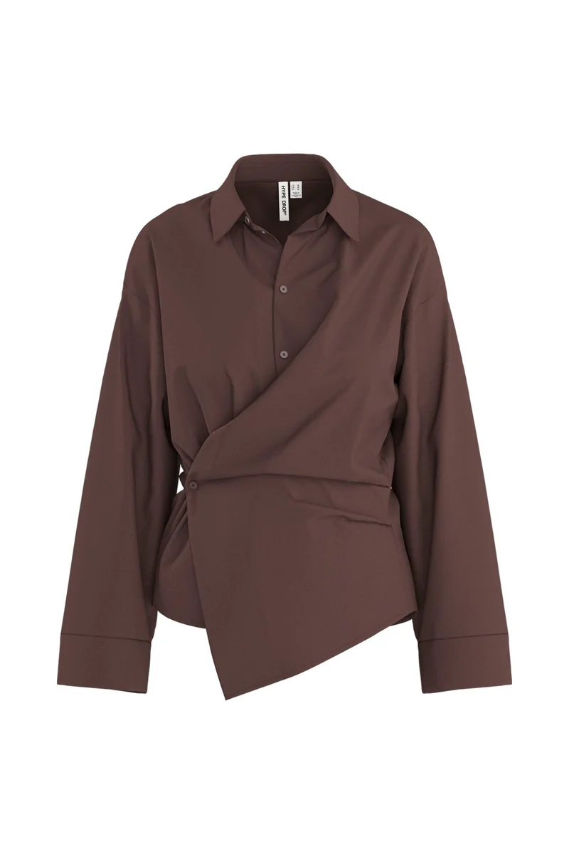 Hypedrop - Hdiris Asymmetric Ls Shirt 32000806 - 5184095 - Deep Mahogany