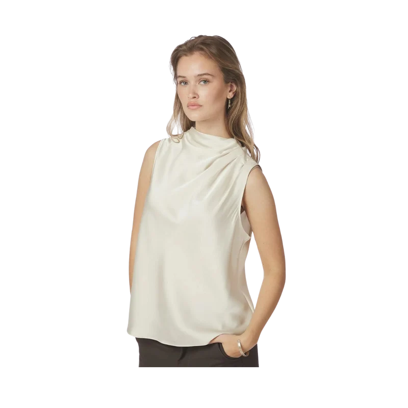 Isola Drapy Satin Top - Creme
