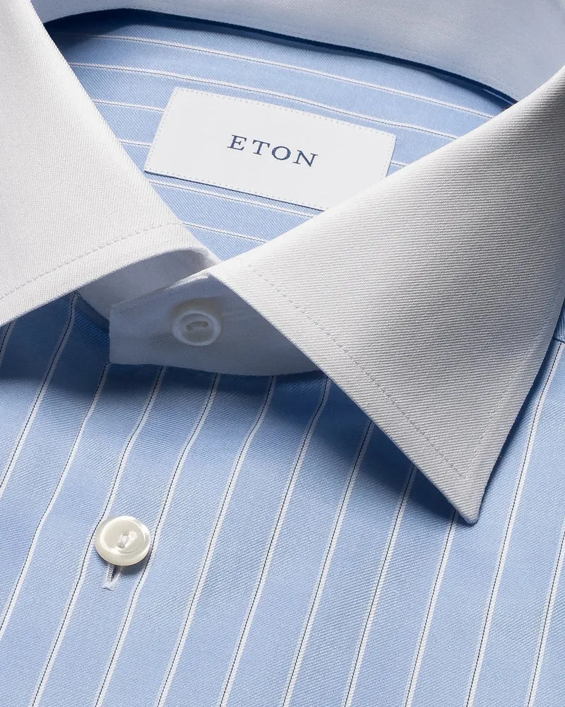ETON Striped Signature Twill Shirt Slim - Blue