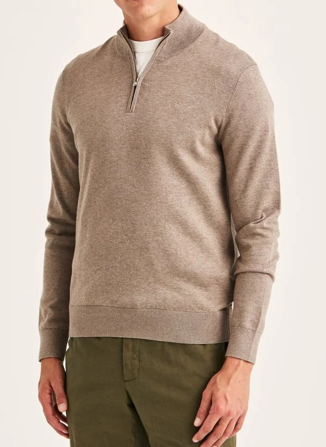 MORRIS Riley Half Zip - Brown