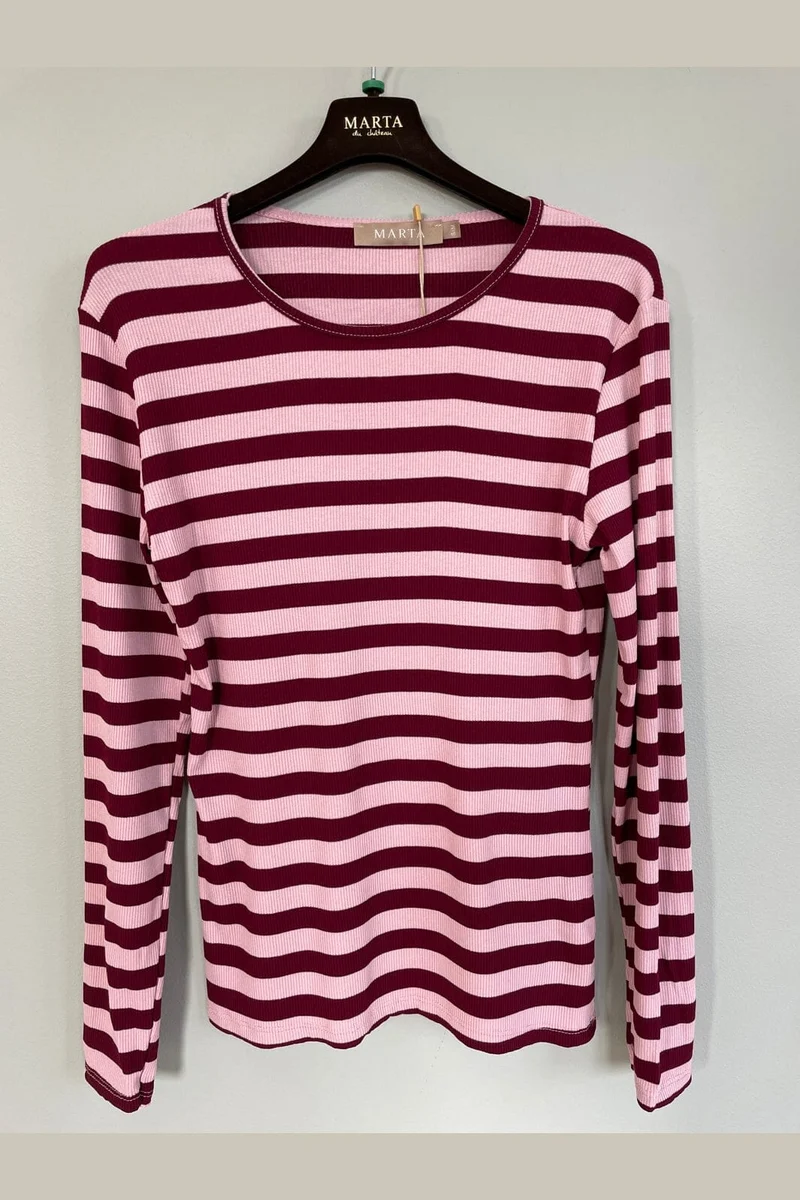 Marta Du Chateau - Mdcbegonia Ls Tee 7702 - Wino/Rosa Antique