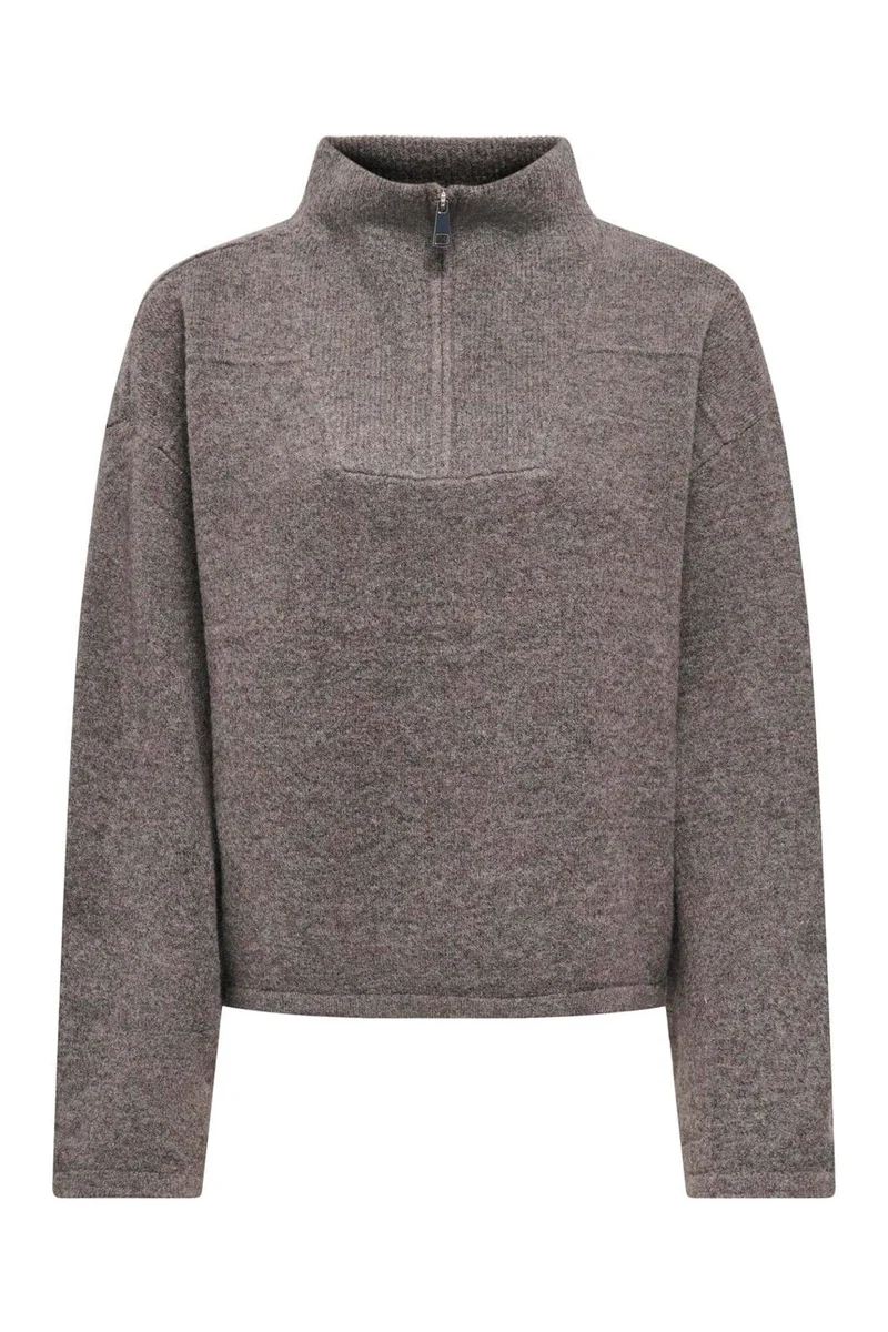 Only - Onlclara Ls Half Zip Knt - 5062024 Bracken Melange/Silver Zip