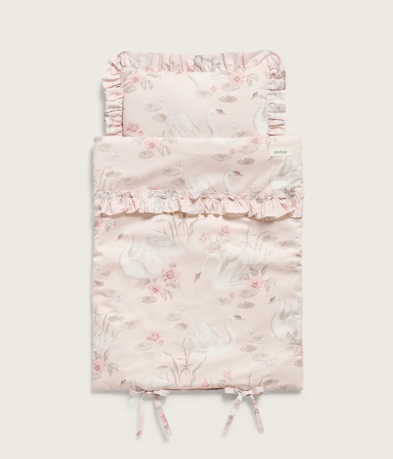 Pink swan lake doll bedding set