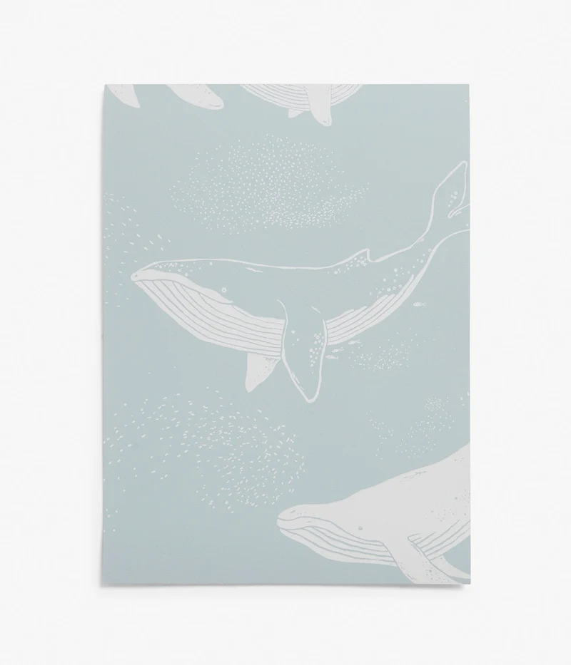 Whales blue wallpaper sample