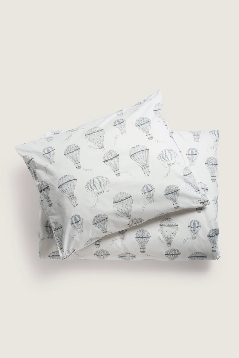 Kids white hot air balloons bedding set 140x200