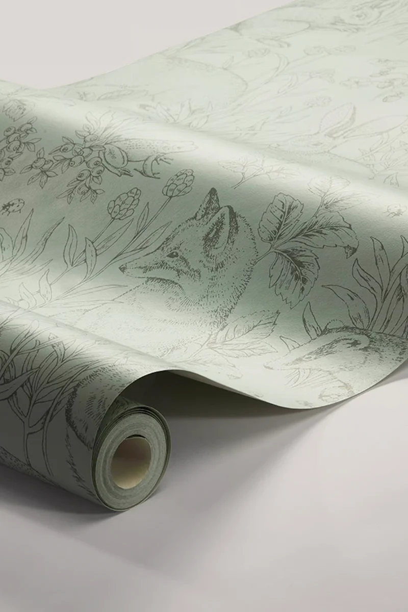 Forest Friends green wallpaper