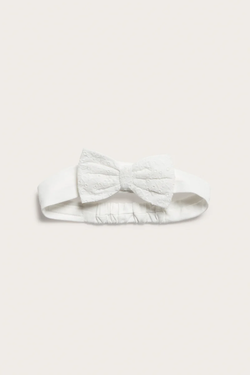 Kids white headband with lace bow