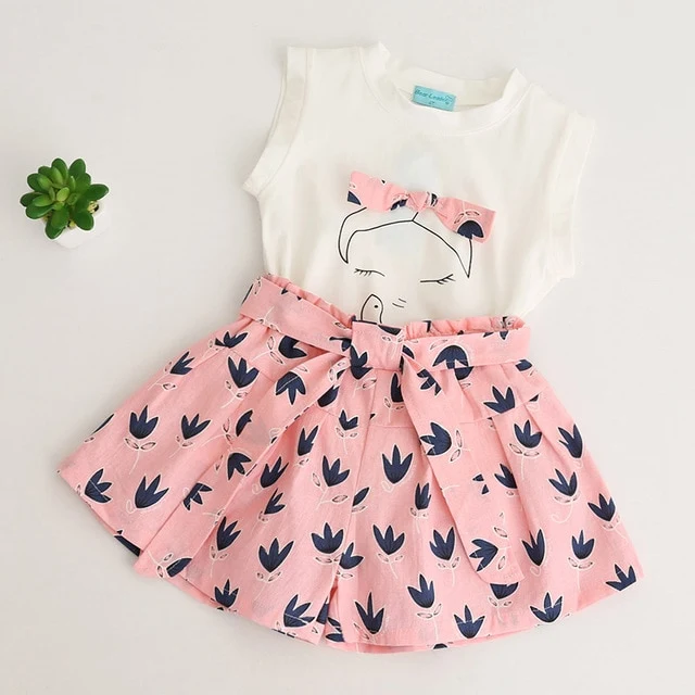 Bear Leader Girls Clothing Sets 2018 New Summer Sleeveless T-shirt+Print Bow Pants 2Pcs for Kids Clothing Sets Baby Clothes