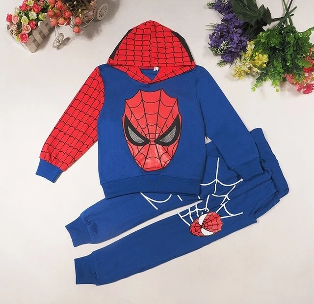 New Baby Boys Spring Autumn Spiderman Sports suit 2 pieces set Tracksuits Kids Clothing sets 100-140cm Casual clothes Coat+Pant