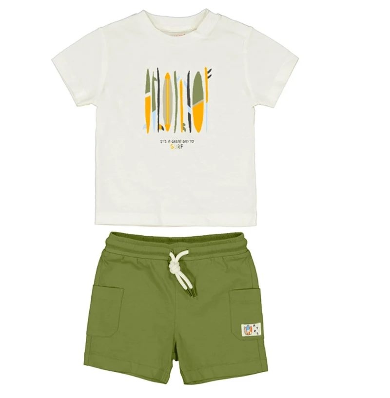 Baby Boys Mayoral Olive Surfboards Cargo Knit Short Set