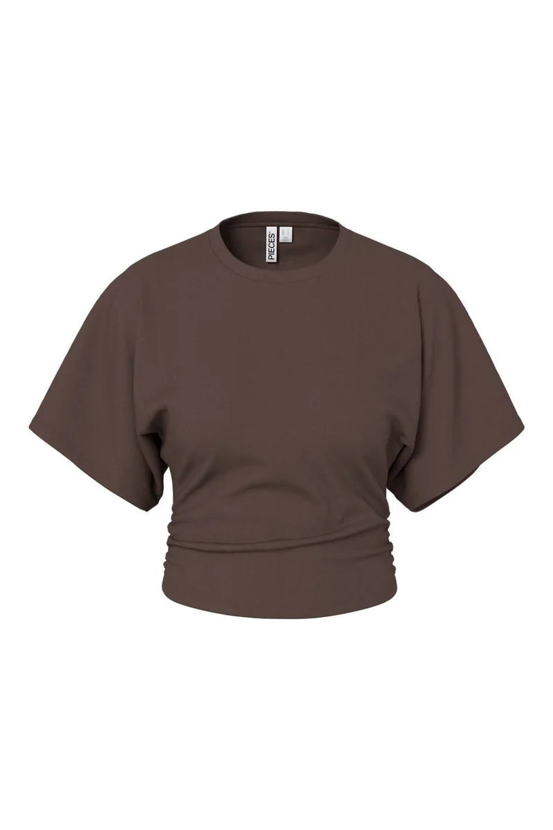 Pieces - Pcalli Ss O-Neck Top Dm - 5159161 Hot Fudge