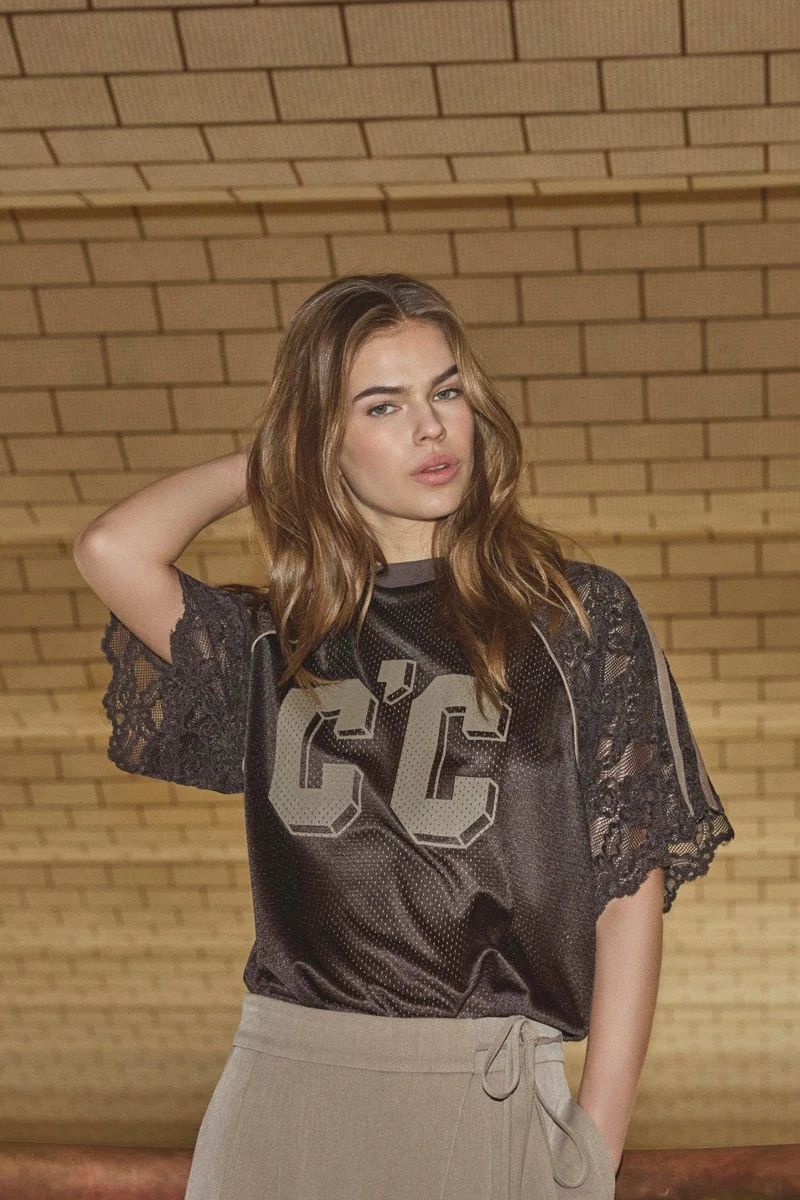 Co´Couture - Treycc Logo Lace Tee 500205 - 20003 - Dark Brown