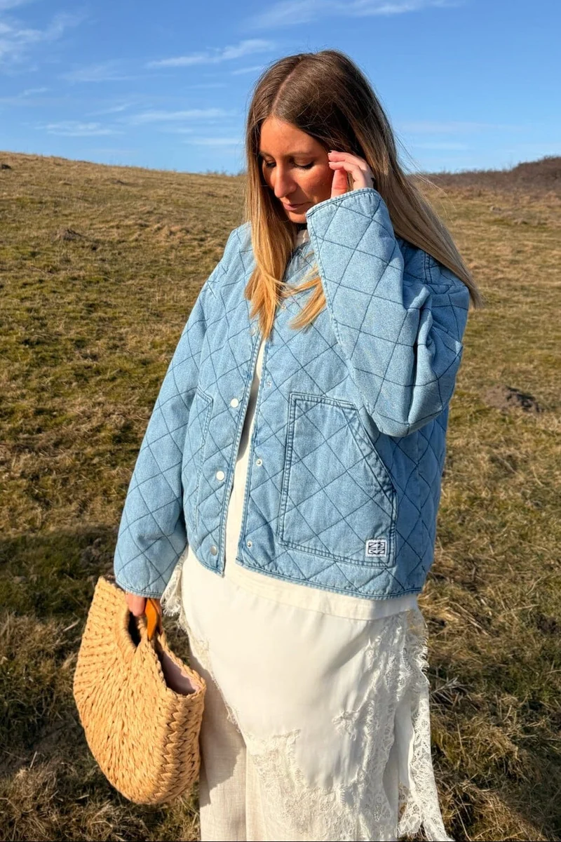 Noisy May - Nmcleo Quilted Denim Jacket - 4945992 Light Blue Denim