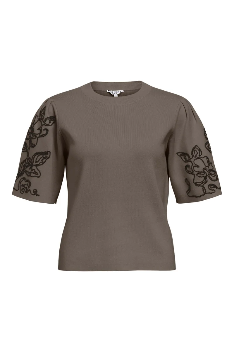Object - Objflora 2/4 Re Knit Pullover 143 - 5008666 Morel Black