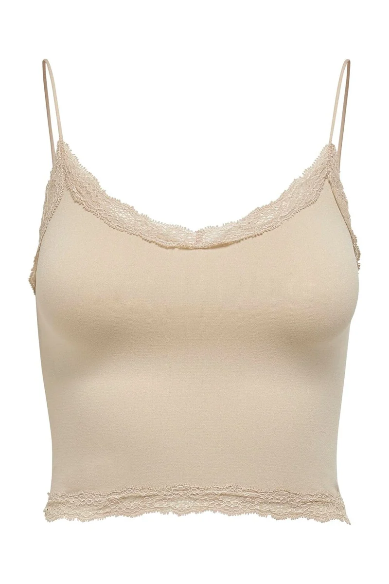 Only - Onlvicky Lace Seamless Cropped Top - 3517188 Peach Taffy
