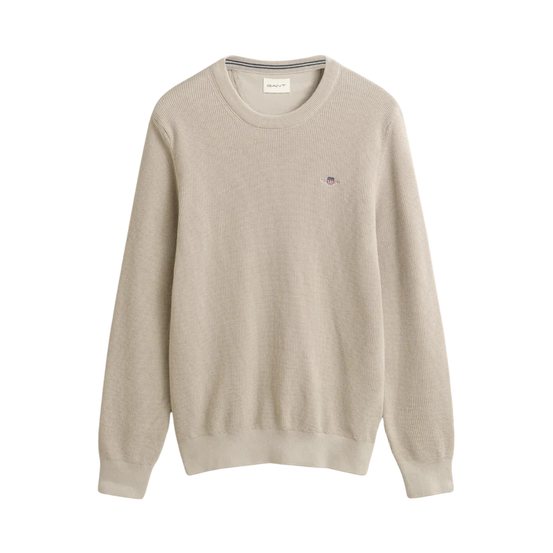 Micro Textured Cotton C-Neck - Clay Beige