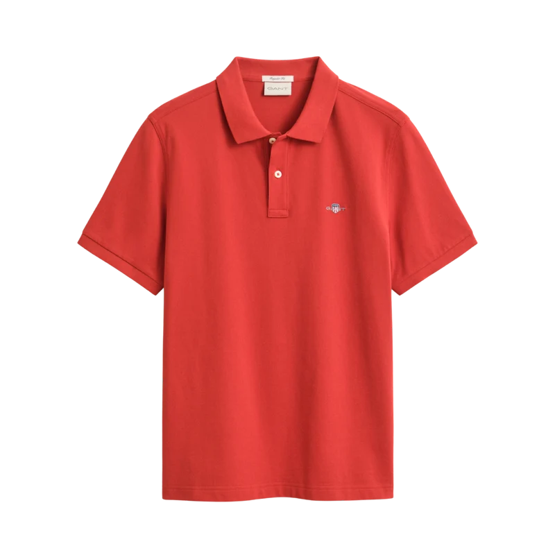 Shield SS Pique Polo - Maple Fire