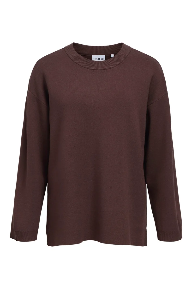 Object - Objreynard L/S Lo Knit Pullover - 5104039 Seal Brown