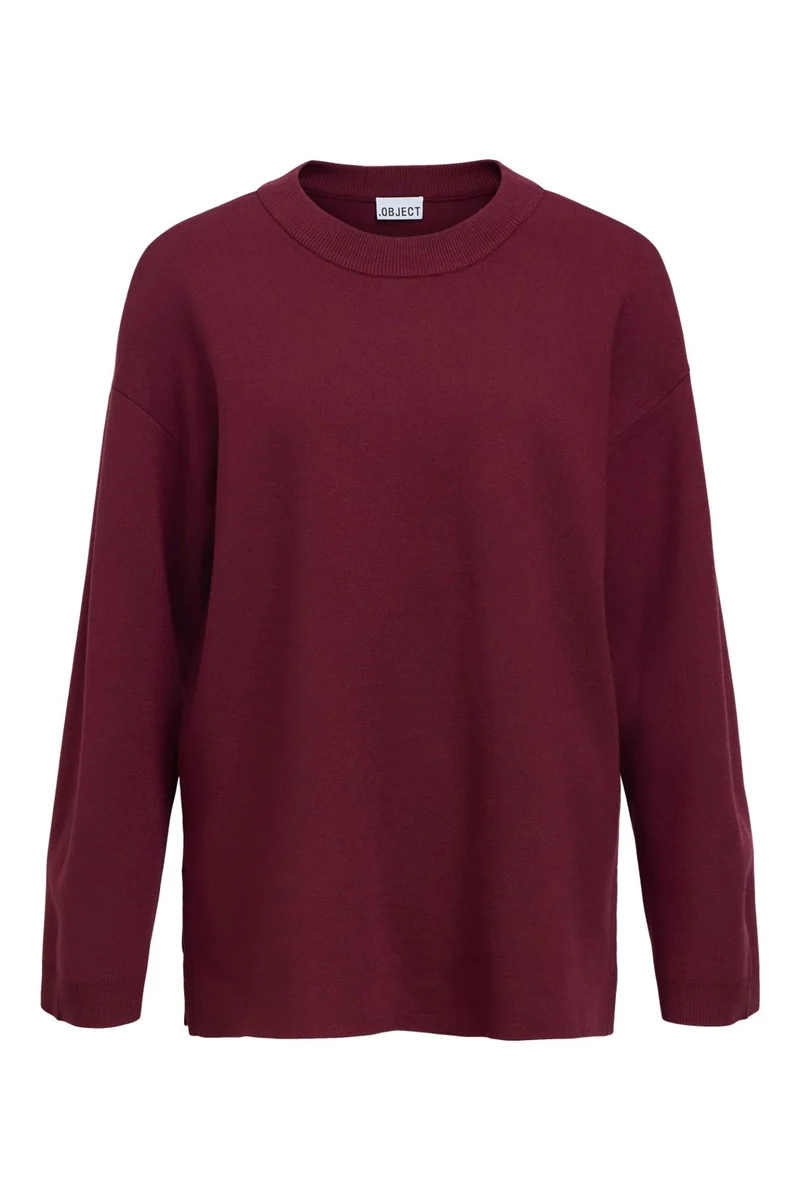 Object - Objreynard L/S Lo Knit Pullover - 5049322 Windsor Wine